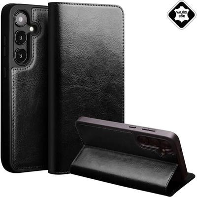 Qialino Samsung S25 QIALINO Стойка за калъф, истинска кожа FLIP, държач за настолен компютър, BLACK GP-166215 (GP-166215)