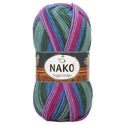 Nako Pletací příze Nako Vega Stripe 82408 - zelená