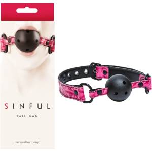  Дишаща топка за уста, предназначена за грях - Sinful Ball Gag Pink (NSTOYS0213)