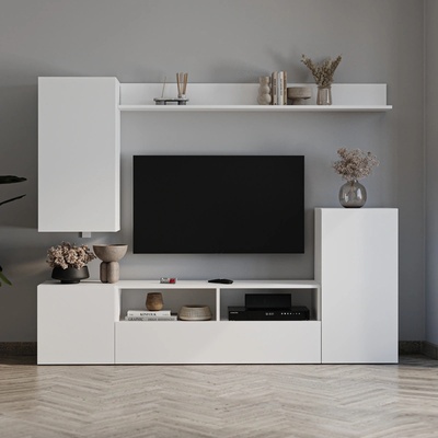 TopMebel Мебели за телевизор от меламин Rodos в бял цвят 210.2x36x90.4см