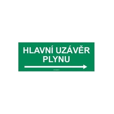 HLAVNÍ UZÁVĚR PLYNU VPRAVO, Samolepka 210x80 mm