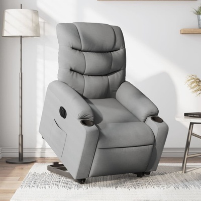vidaXL 11461.3206663 Elektrické zvedací polohovací světle šedé textil