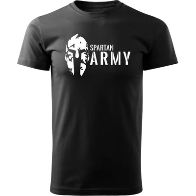 DRAGOWA Тениска с къс ръкав Spartan Army, черна, 160 г/м2 (3788)