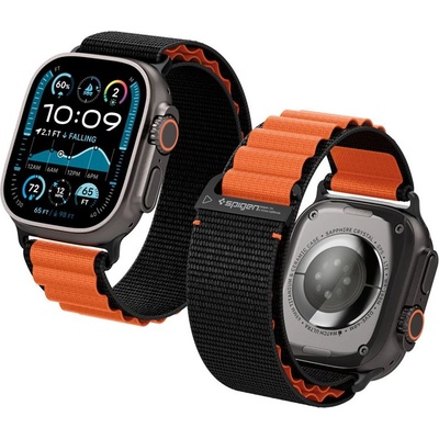 Spigen Текстилна каишка за Apple Watch 42мм, 44мм, 45мм, 46мм, Ultra, Ultra 2, Ultra 3 49мм - Spigen Fabric Band (hook) (черен-оранжев) (AMP10145)