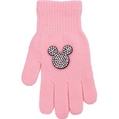 BE SNAZZY Zimné pletené rukavice prstové rukavice Mickey Ružová