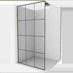 Mexen Kioto душ параван Walk-in 100 x 200 cm, черна решетка 8 mm, златна - 800-100-101-50-77 (800-100-101-50-77)