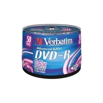 Verbatim DVD-R 4,7GB 16x, Advanced AZO, cakebox, 50ks (43548) – Zboží Mobilmania