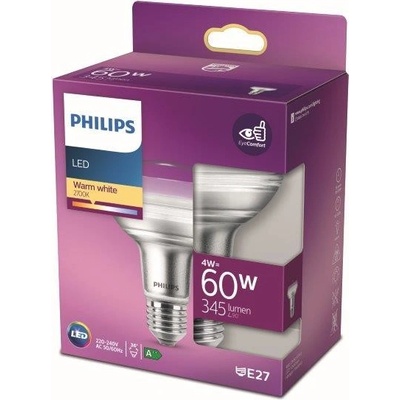 Philips 8718699773854 LED žiarovka 1x4W E27 345lm 2700K teplá biela, Eyecomfort