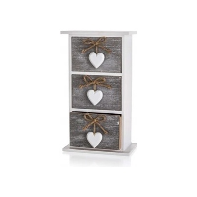 HOME DECOR Polička SOLID HEART, 3 šuplíky – Zboží Dáma