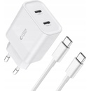 Nabíjačka 2-Port C20W PD20W + USB-C Kábel Tech-Protect Biely