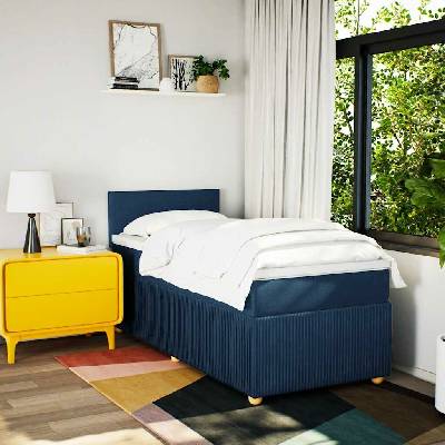 vidaXL Boxsprings matrací modrá textil