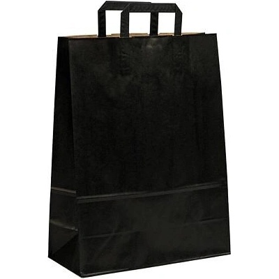Papírová taška černá 25ks 320x140x420 mm s plochým uchem, 25 ks v balení