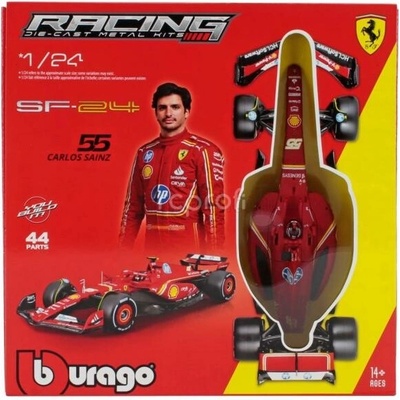 Bburago Ferrari F1 Racing Model KIT -SF24 2024 č.55 Carlos Sainz s podstavcem 1:24