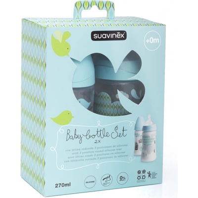 Suavinex set láhví 3 pozice silikon savička kluk