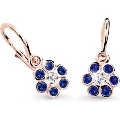 Cutie Jewellery detské náušnice z ružového zlata C1737-10-X-4 modrá