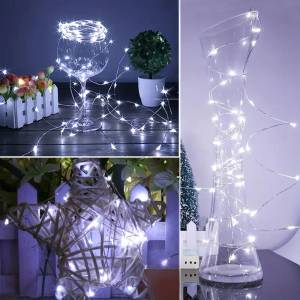  Micro LED декоративна лента с батерии 2м. , студено бяло