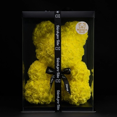 Medvídárek BIG Classic medvídek z růží 40cm dárkově balený - žlutý