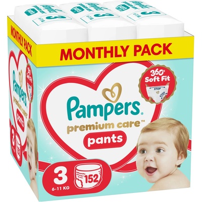 Pampers Пелени-гащи Pampers Premium Care - Размер 3, 6-11 kg, 152 броя (1100053080)