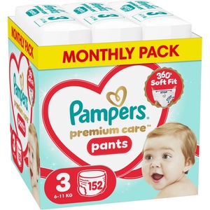 Pampers Пелени-гащи Pampers Premium Care - Размер 3, 6-11 kg, 152 броя (1100053080) - baby