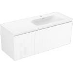 Mexen Rivel шкаф за баня 120 см с мивка Vela дясна, 1S, 1D, оребрена, бяло мат (91A23-12047-3-BBFF01-W23P01)