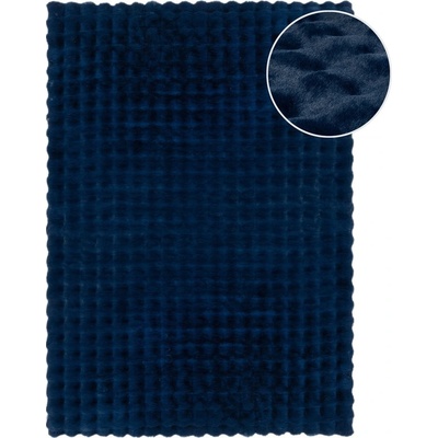Flair Rugs Waffle Faux Fur Tmavomodrá
