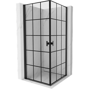 Mexen Mist-B Duo сгъваема душ кабина 80 x 80 см, черна решетка, черна - 8A2-080L-080P-70-77 (8A2-080L-080P-70-77)