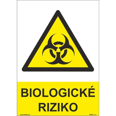 DUKO BIOLOGICKÉ RIZIKO Formát: 210 x 297 mm, Materiál: plast 5 mm, samolepící vinylová fólie