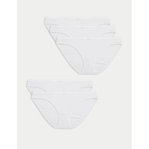 Marks & Spencer Бели памучни бикини слипове с Lycra®, 5 пакета, Marks & Spencer Marks & Spencer | Byal | ЖЕНИ | XS