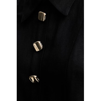 HUGO BOSS малка черна рокля от лен Kaleisi (50559516)