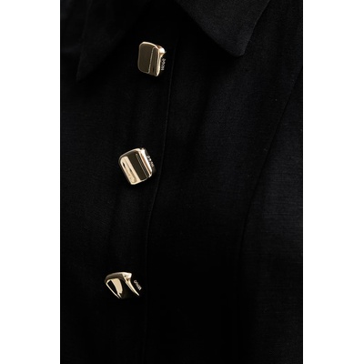 HUGO BOSS малка черна рокля от лен Kaleisi (50559516)