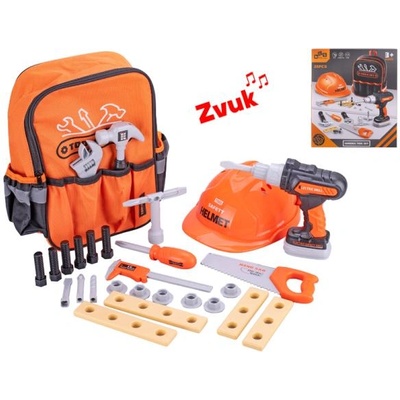 Mikro Комплект инструменти с бормашина 15см на батерии със звук с раница и аксесоари 28 бр