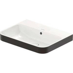 Duravit Happy D. 2 - Мивка за плот, 60х46 см, с преливник, без отвор за смесител, с оттичане, антрацит/бяло 2360606160 (2360606160)