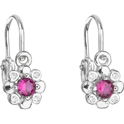 Evolution Group stříbrné dětské náušnice s růžovými zirkony 11174.3