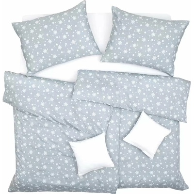SCANquilt Obliečky satén plus vločky sivá biela 140x220 70x90