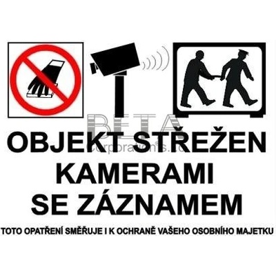 Samolepka Objekt střežen kamerami se záznamem 200 x 150 mm Varianta: Samolepící fólie