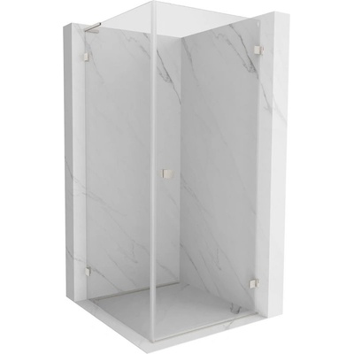 Mexen Lunar-B L отваряема душ кабина дясна 80 x 80 см, прозрачна, четкан никел - 832L-080-080-97-00-P (832L-080-080-97-00-P)