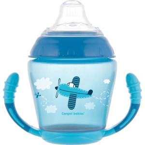 Canpol babies Неразливаща се чаша с дръжки Canpol - Happy Vehicles, 230 ml, Синя (56/502_blu)