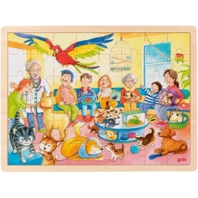 Goki - Дървен пъзел - Животните при ветеринаря (57435)