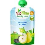 BioNino Био плодова закуска BioNino - Пауч с круши и сливи, 4 м+, 90 g (BN2515) - ozone