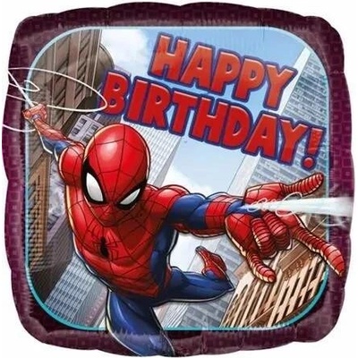 Foliový balonek čtverec Spiderman Happy Birthday 43 cm
