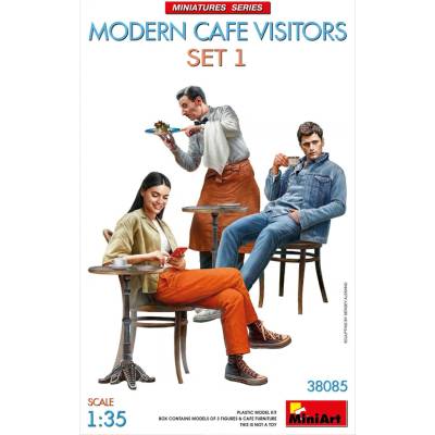 MiniArt Modern Cafe Visitors Set 1 3 fig. & furniture 1:35