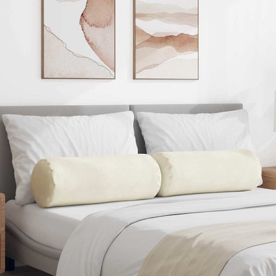 vidaXL Възглавници валяци 2 pcs Крем Ø 25 x 70 см Кордюрова тъкан (42014337)