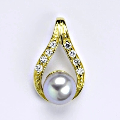 Čištín Zlatý přívěšek s přírodní šedou perlou, žluté zlato P 1411