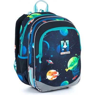 Topgal na první stupeň ELLY s raketou a vesmírem tmavě modrý