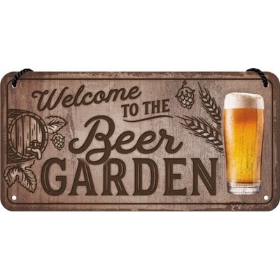 Postershop Závěsná cedule: Beer Garden - 20x10 cm
