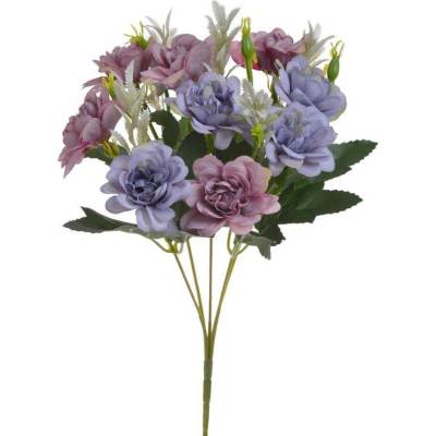 Kytice jiřin 10 květů - fialová/starorůžová 31 cm