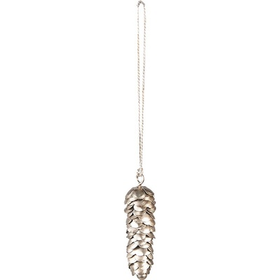 Stříbrná antik kovová závěsná dekorace šiška - 2*2*9 cm - Clayre & Eef