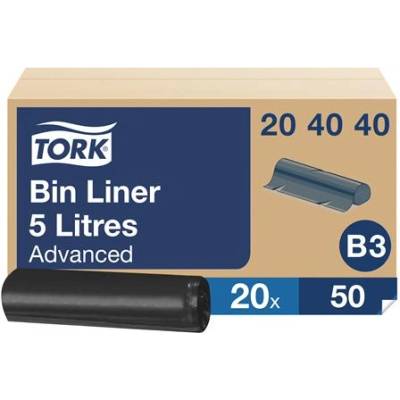 Tork Чанти за събиране на отпадъци, 5 л, система b3, 50 бр. , tork, черни 204040 (204040)