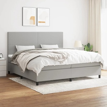 vidaXL Боксспринг легло с матрак, светлосиво, 200x200 см, плат (3141641)