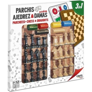 Juguetes Cayro Комплект настолни игри 3 в 1 - Шах, Дама и Не се сърди човече (c100)